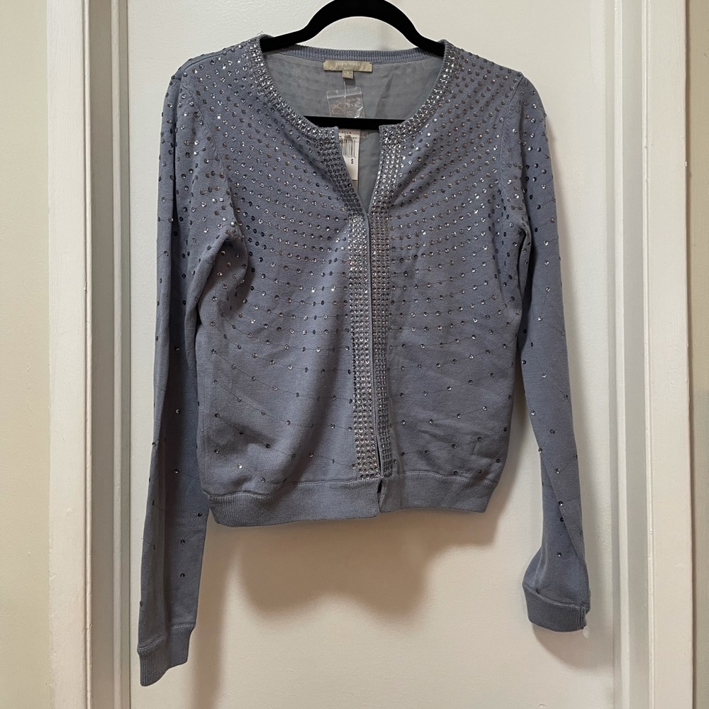 Joan Vass **NWT** Periwinkle Sequined Cardigan